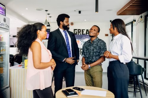 Marketing and brand team collaborating in the office